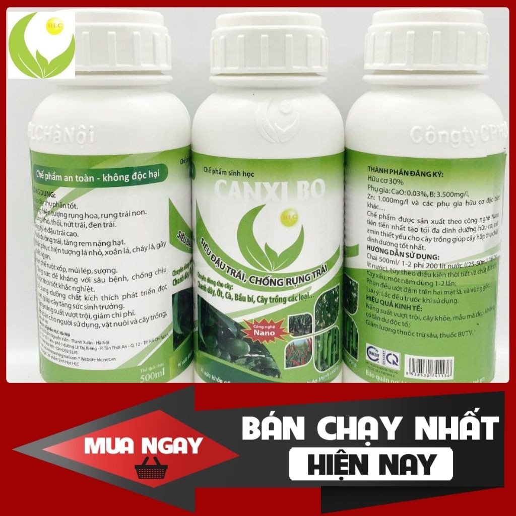 CANXI BO HLC 500ML CHỐNG RỤNG HOA, CHỐNG RỤNG QUẢ NON, DƯỠNG QUẢ NON, THÚC QUẢ LỚN, CHỐNG NỨT QUẢ CHO CÂY TRỒNG