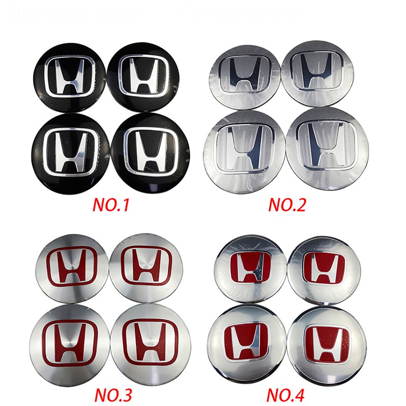Set 4 Sticker 56mm Dán Trang Trí Trục Bánh Xe Ô Tô Honda Mugen Power Civic City Odyssey