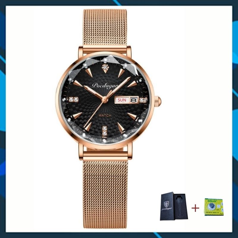 Đồng Hồ Nữ Dây Thép Lưới Cao Cấp Poedagar P312 Mặt Cắt Kim Cương Nữ Tính Sang Trọng HIWATCH | BigBuy360 - bigbuy360.vn