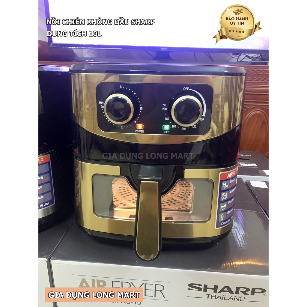 Nồi Chiên Không Dầu SHARP KS-10 Dung Tích 10 Lít,  Cửa Trước Kính Trong Suốt Dễ Dàng Quan Sát, Hàng Chính Hãng