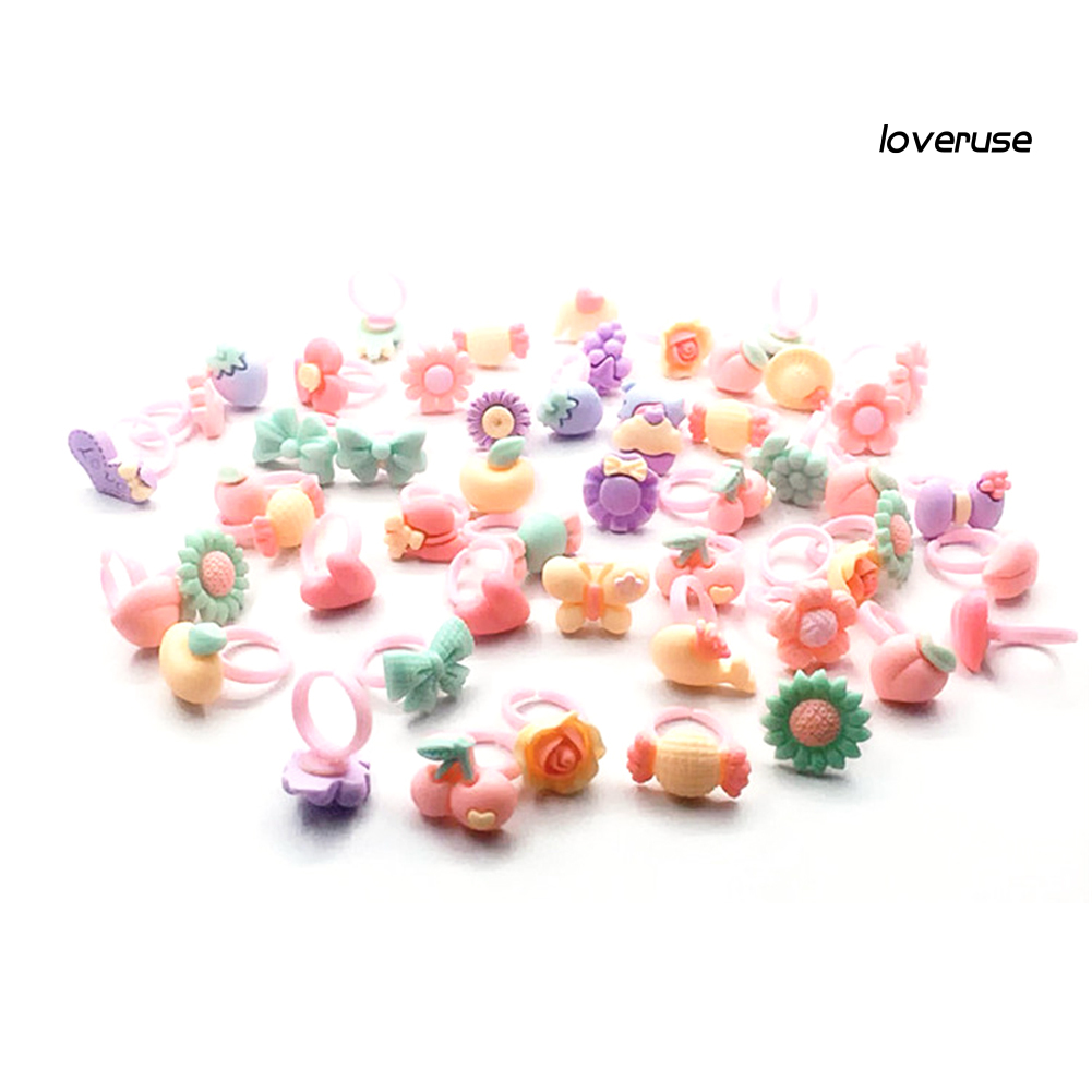 Set 36 nhẫn nhựa hình bông hoa cho bé gái