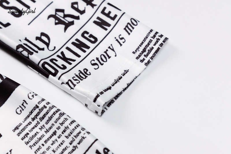 Đầm Dài Tay In Họa Tiết Tờ Báo Thời Trang Dành Cho Nữ