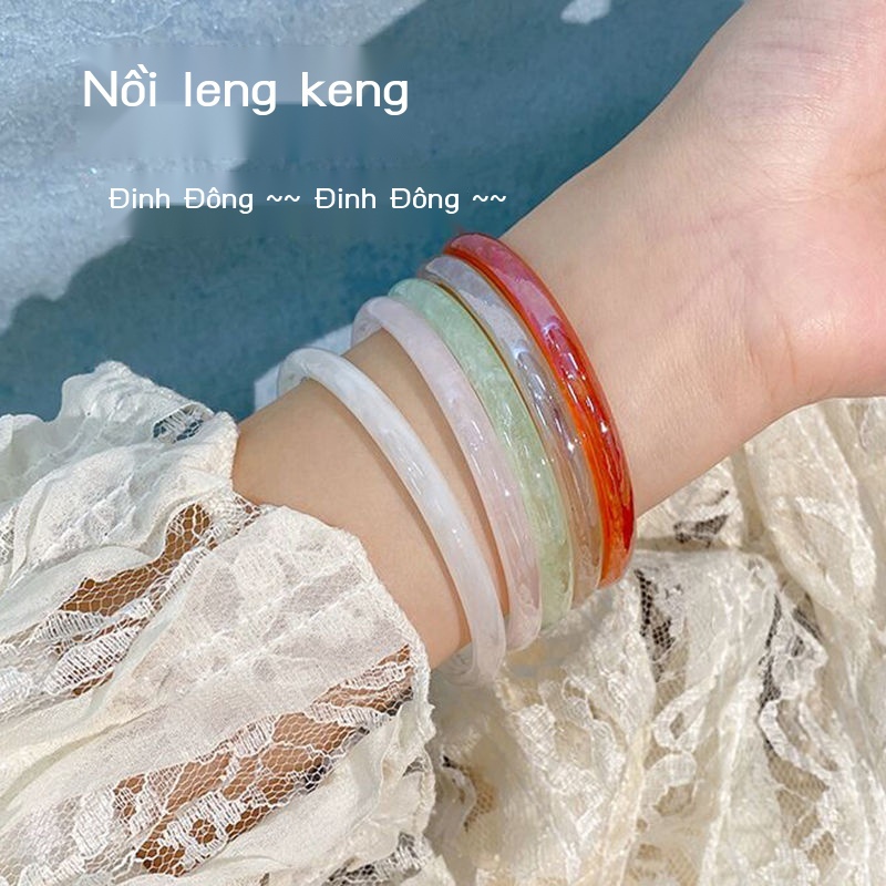 Thủy tinh giả ngọc cô gái leng keng vòng tay cực kỳ mịn băng nhỏ dải cấm bước vòng tay Guohan phong cách ròng màu đỏ vòn