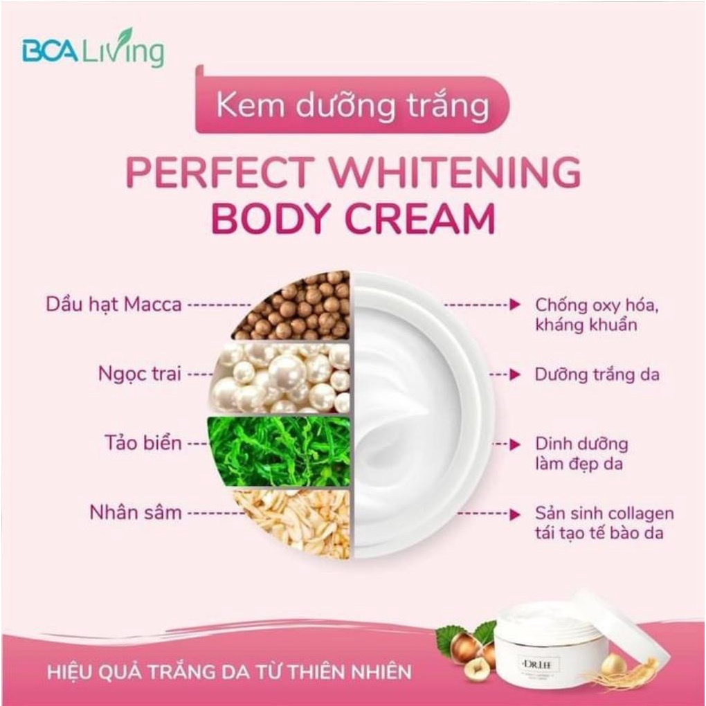 Kem body trắng da dưỡng ẩm phân tử nước Perfect whitening Body Cream +Dr.Lee 200g-HÀNG CHÍNH HÃNG