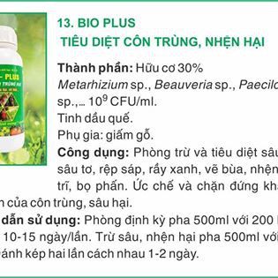 CHẾ PHẨM TRỪ SÂU SINH HỌC BIO PLUS HLC CHUYÊN DIỆT CÁC LOẠI SÂU VẼ BÙA, NHỆN ĐỎ, TRĨ, RẦY, RỆP,... CHO CÂY TRỒNG - 500ML