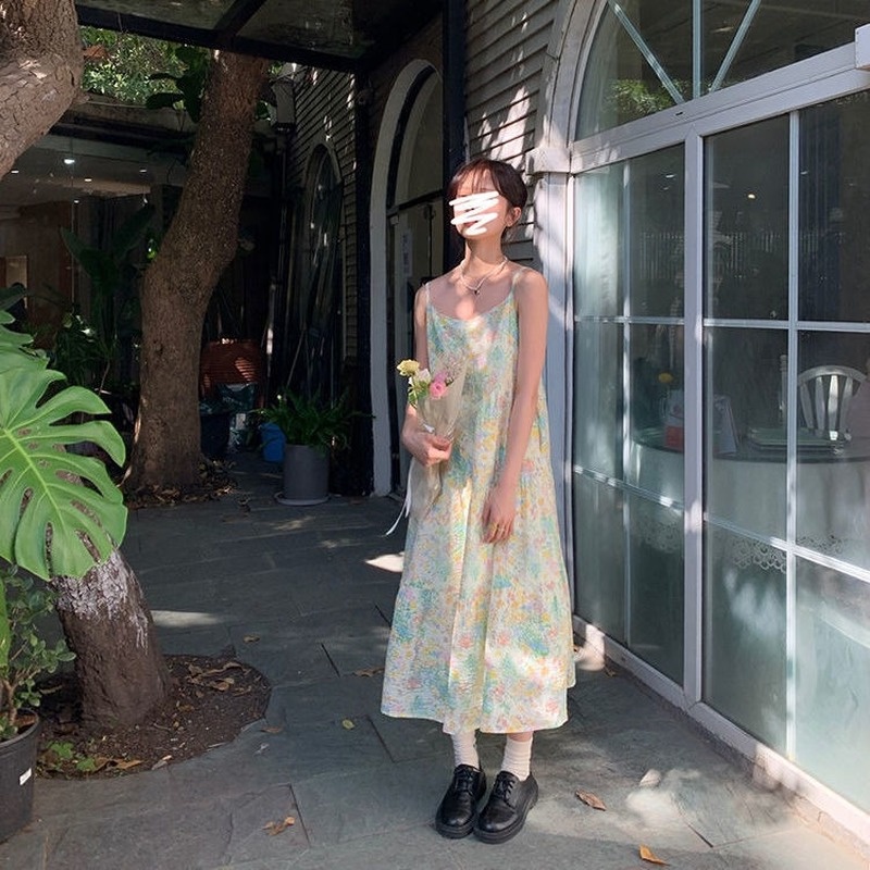 Đầm Hai Dây Mùa Hè Phong Cách Pháp Cho Nữ