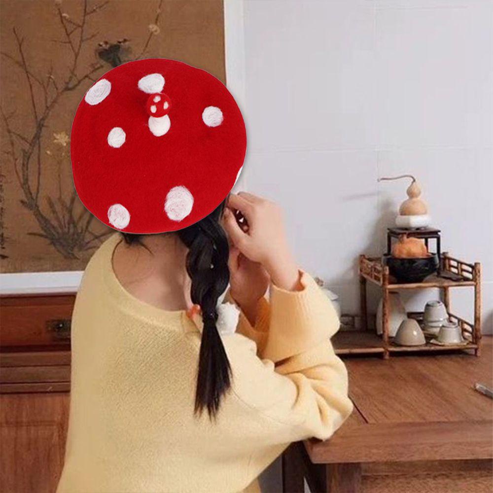 Mũ Beret Len Họa Tiết Hoa Hồng Dễ Thương Thời Trang Thu Đông Cho Mẹ Và Bé