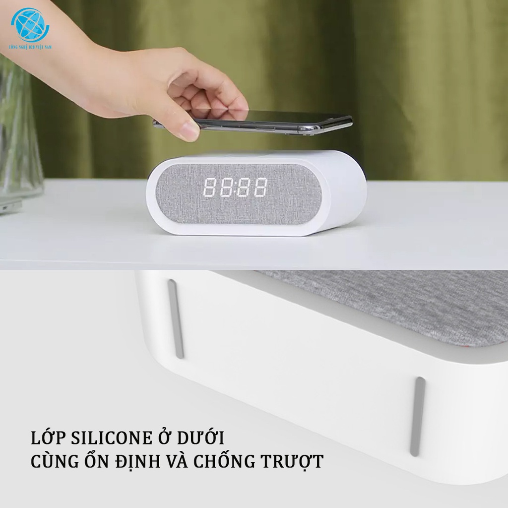 Đế sạc không dầy tích hợp đồng hồ, quạt không dây Xiaomi HL Yue life tích hợp 3 trong 1