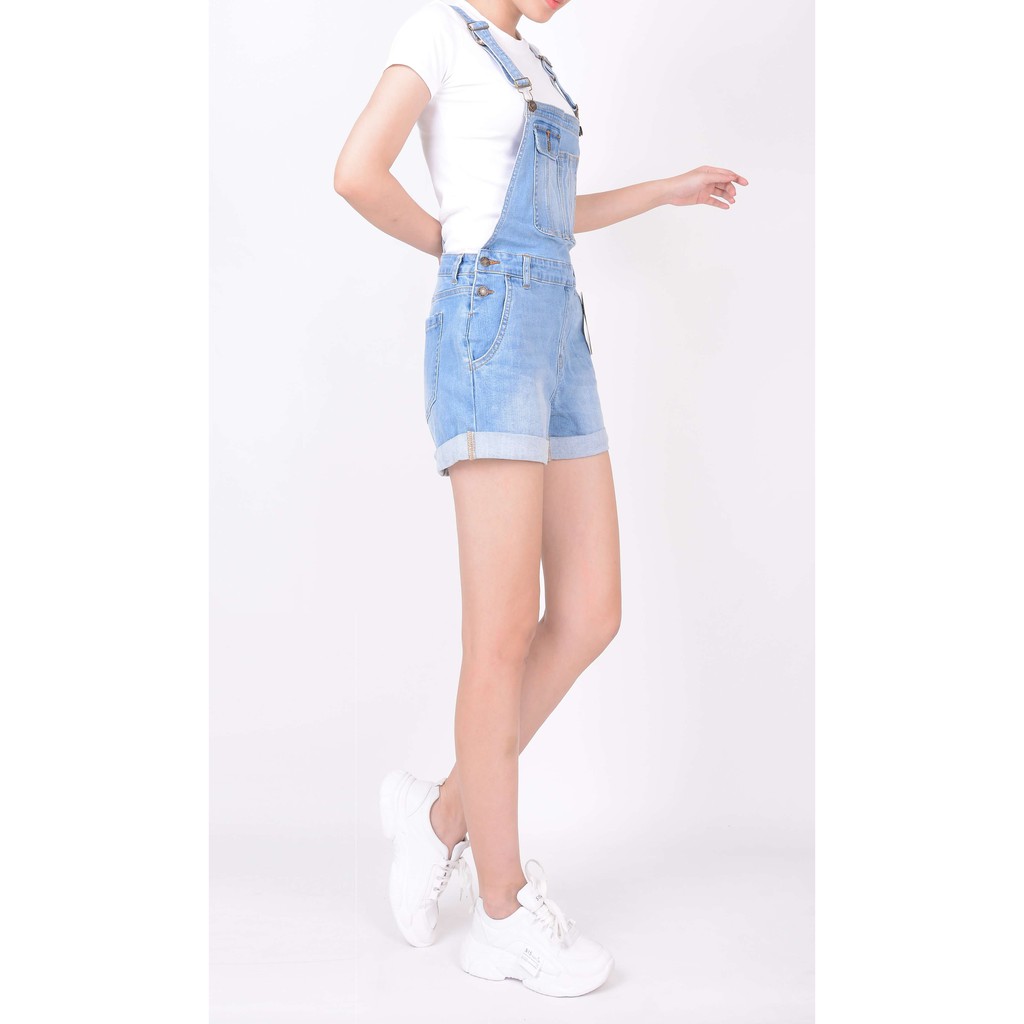 Quần short yếm jean nữ ngắn đẹp lưng cao cạp cao trơn hàng hiệu cao cấp mã 452 VANIZEN