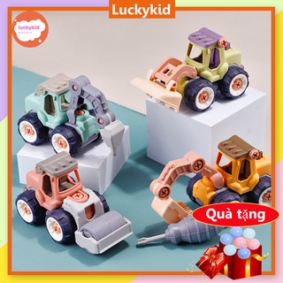Xe đồ chơi cho bé thông minh Xe đồ chơi lắp ráp công trình màu sắc hoạt hình hàn quốc dễ dàng tháo lắp - Luckykid
