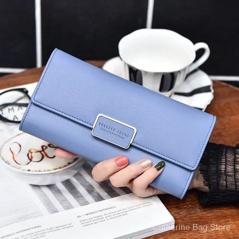 Ví Cầm Tay Dáng Dài Màu Trơn Đơn Giản 70% Cỡ Lớn Phong Cách Hàn Quốc Dễ Phối Đồ Thời Trang Cho Nữ SC4294