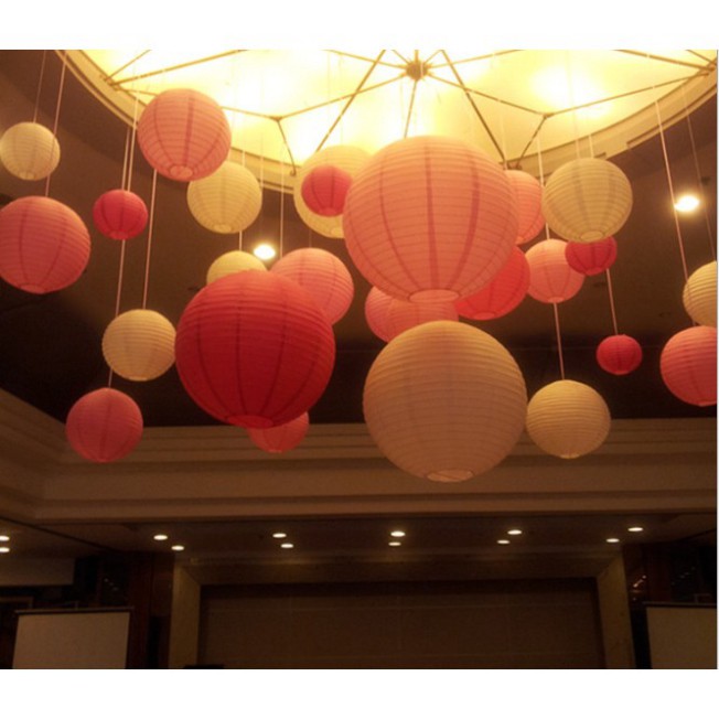 Đèn lồng giấy tròn nhiều màu D15/20/25/30/40cm trang trí tết, lễ hội, sự kiên