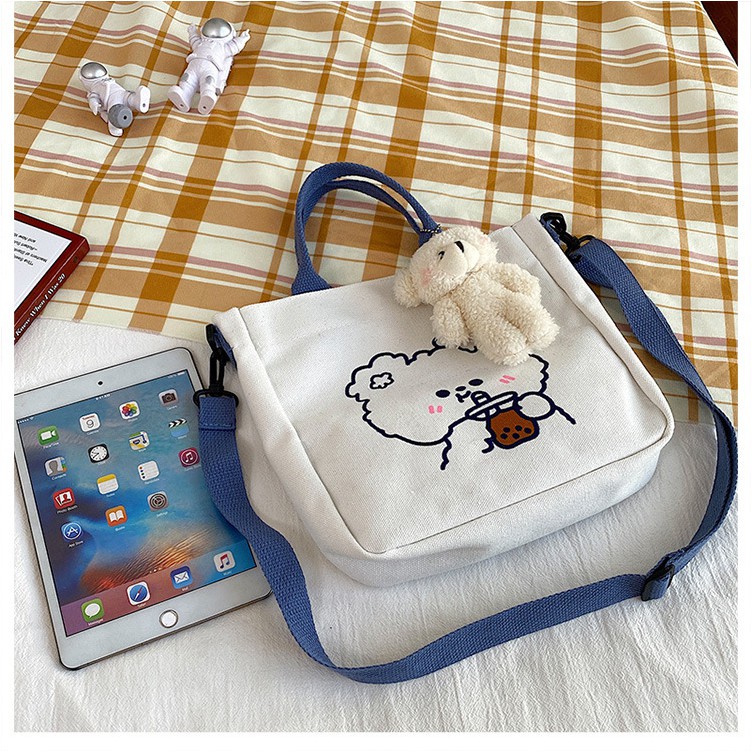 Túi tote đeo chéo vải bố canvas gấu thỏ cute Teen Store TS875