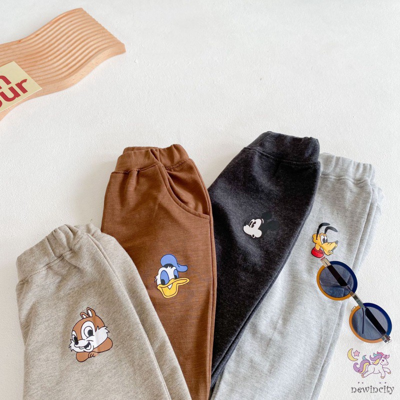Korean Fashion Boys Girls Cartoon Print Casual Style Pants