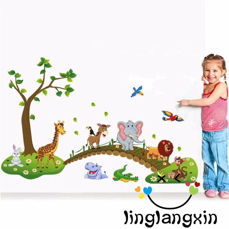 LLX-Sticker dán tường hình động vật dễ thương