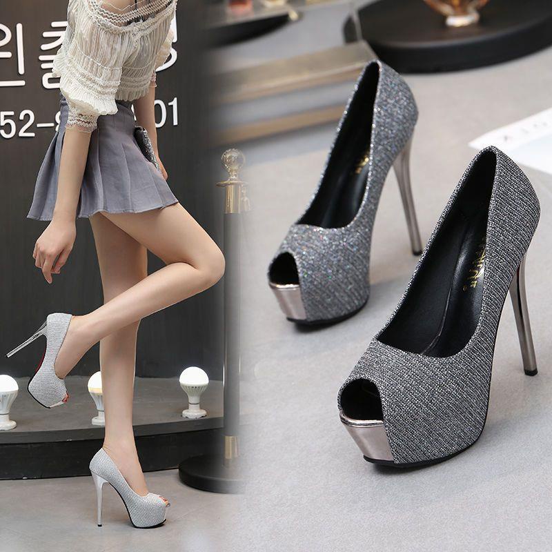 Giày Cao Gót 10Cm 12Cm 14Cm Chống Thấm Nước Thiết Kế Quyến Rũ Thời Trang