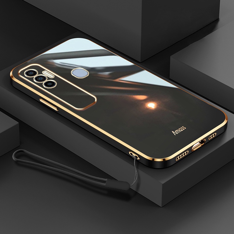 Ốp Điện Thoại Mềm Viền Thẳng Kèm Dây Đeo Cho Tecno Spark 7 7T Spark 7 8 Pro KF6 KF6j