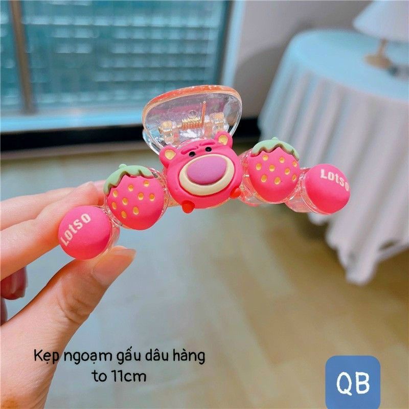 Kẹp tóc mini hình gấu và dâu tây phong cách Hàn Quốc dễ thương