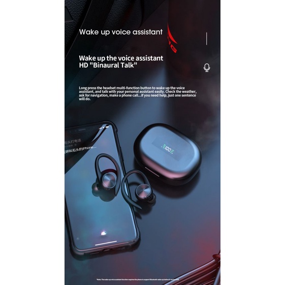 Thể thao Bluetooth-Tương Thích Tai Nghe Không Dây với Mic IPX5 Không Thấm Nước Móc Tai Bluetooth Tai Nghe Tai Nghe Hifi Stereo Âm Nhạc Earbuds cho Điện Thoại 『 rccu 』
