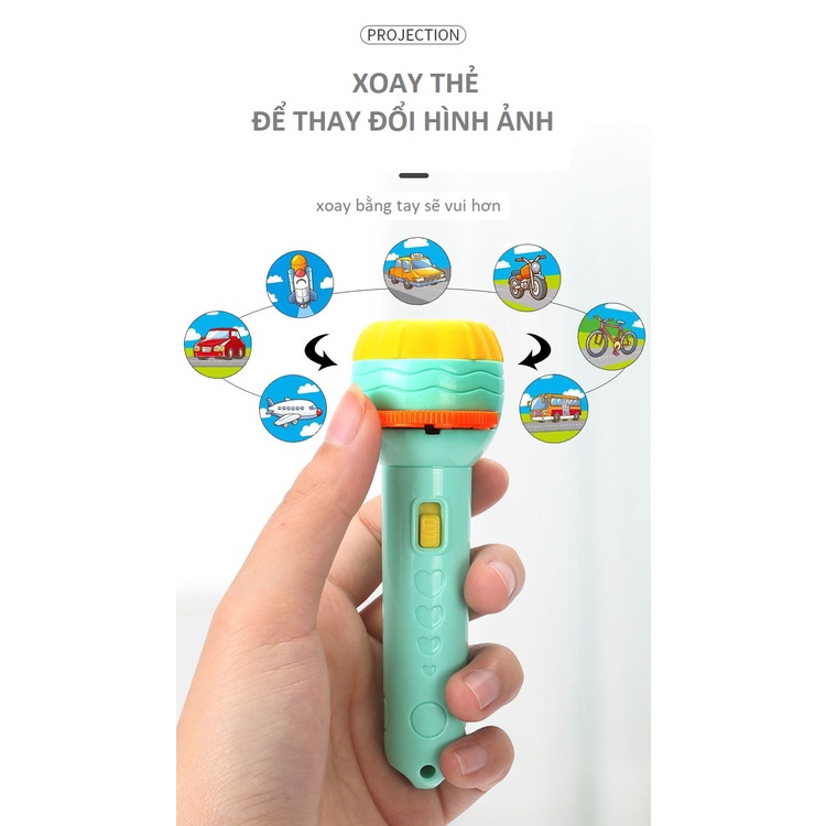 Đèn pin chiếu 80 hình ảnh động vật siêu nhân hoạt hình cho bé - Đồ chơi học tập và giải trí