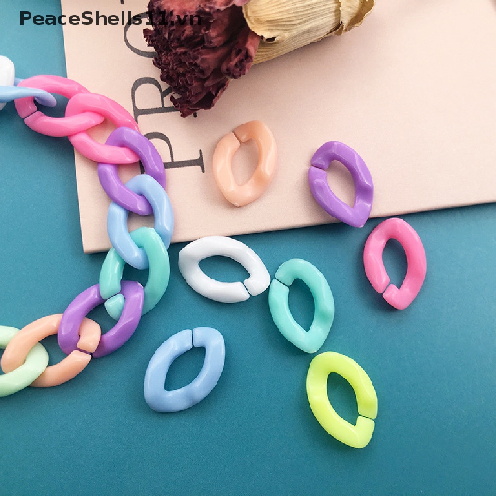 Set 100 Dây Xích Acrylic 14.5 * 9MM Nhiều Màu Dùng Làm Trang Sức DIY