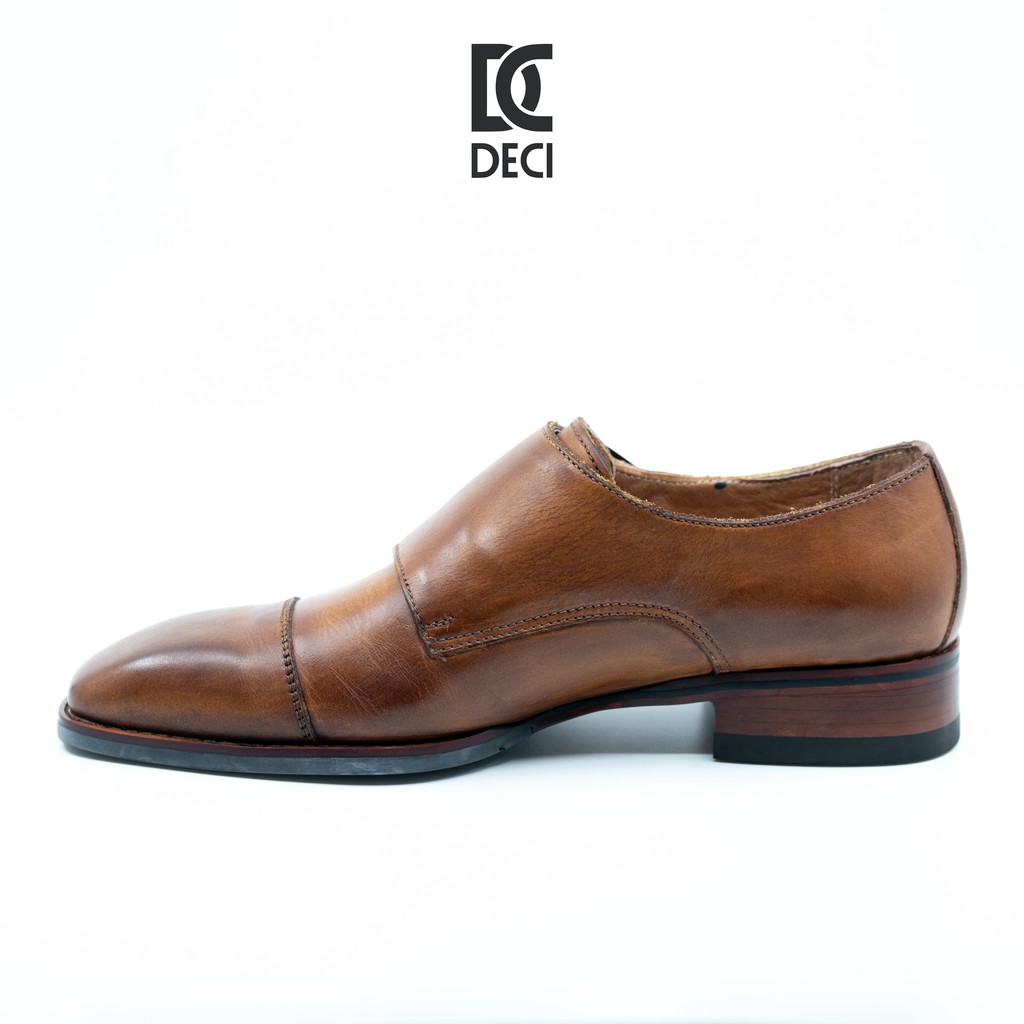 Giày tây công sở DECI da bò dòng Monkstrap BROGUE 9 NÂU