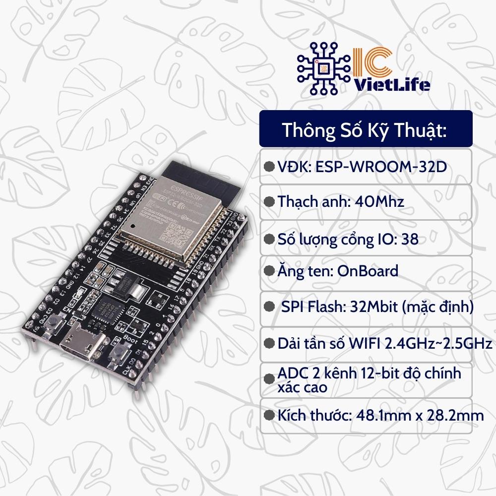 Module RF Thu Phát Wifi Bluetooth ESP32-DevKitC WROOM-32D