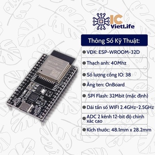 Module RF Thu Phát Wifi Bluetooth ESP32-DevKitC WROOM-32D