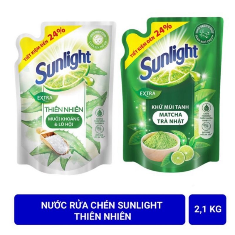 Nước rửa chén Sunlight thiên nhiên , túi 2,1kg