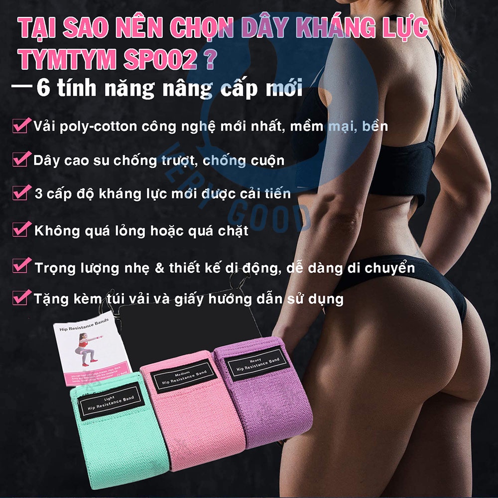 Dây kháng lực tập gym, dây kháng lực tập mông tay chân đùi dây vải Power mini Band đàn hồi phụ kiện tập gym SP002