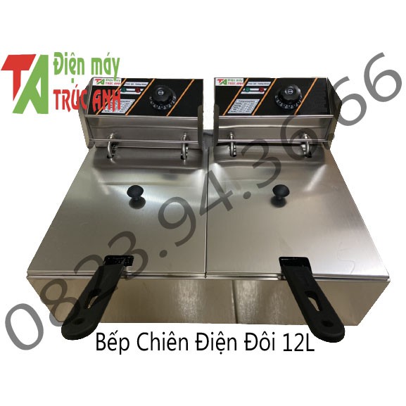 Bếp Chiên Điện Đôi 12L - Bếp Chiên Nhúng Đôi 12L ( Dày hơn bản trên thị trường)