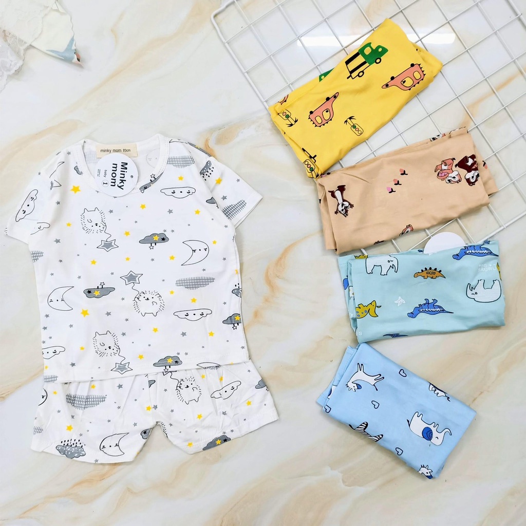 💖 Bộ Minky Mom Cộc Tay Túi Zip Chất Thun Lạnh siêu mềm mịn thoáng mát hình thú cực đáng yêu cho bé