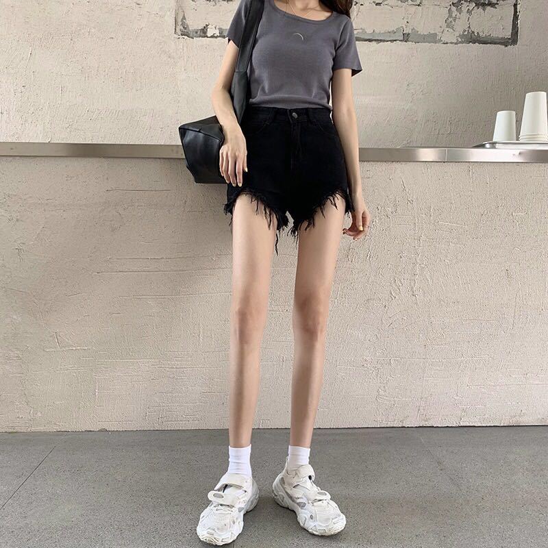[Hàng Có Sẵn] Quần Short Jean Ống Rộng Lưng Cao Phong Cách Mùa Hè 2022 Dễ Phối Đồ Cho Nữ