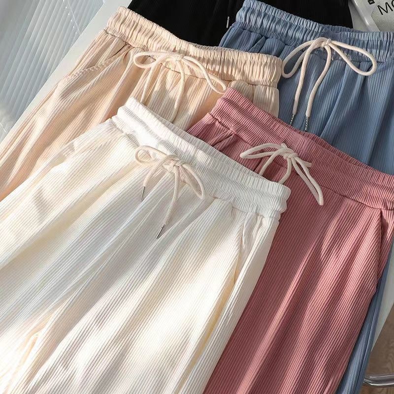 Quần Dài Ống Rộng Lưng Cao Vải Lụa Mát Mỏng Thời Trang Trẻ Trung Cho Nữ