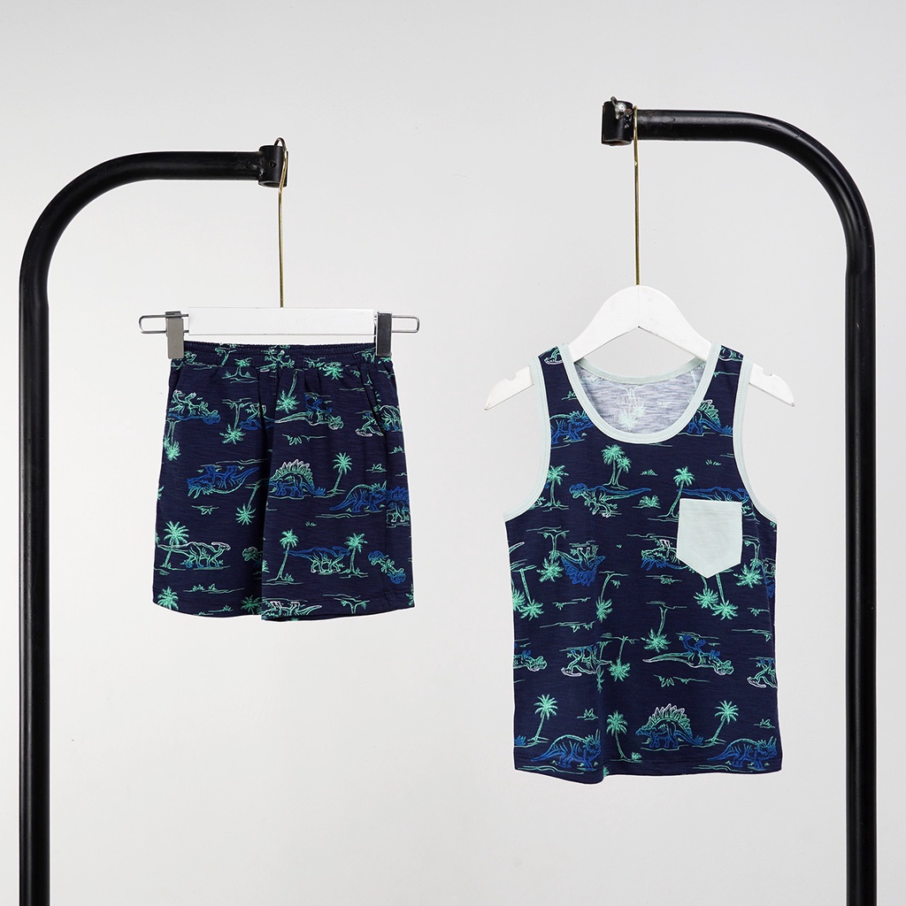 Bộ ba lỗ bé trai SAYME đồ bộ mặc nhà mùa hè cotton mềm mịn thoáng mát từ 10-40kg BBST0019