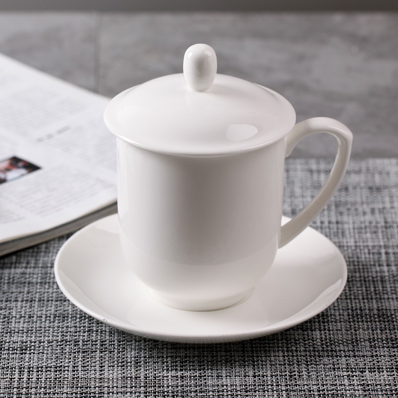 ⭐Phong Cách Châu Âu☕Cốc Xương Trung Quốc⭐ Cốc Uống Trà Bằng Sứ Có Nắp Đậy Kiểu Trung Hoa Chuyên Dùng Cho Văn Phòng