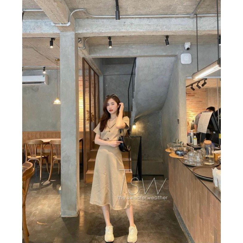 SET VEST MIX CHÂN VÁY 2 MÀU BE ĐẬM - BE NHẠT | BigBuy360 - bigbuy360.vn