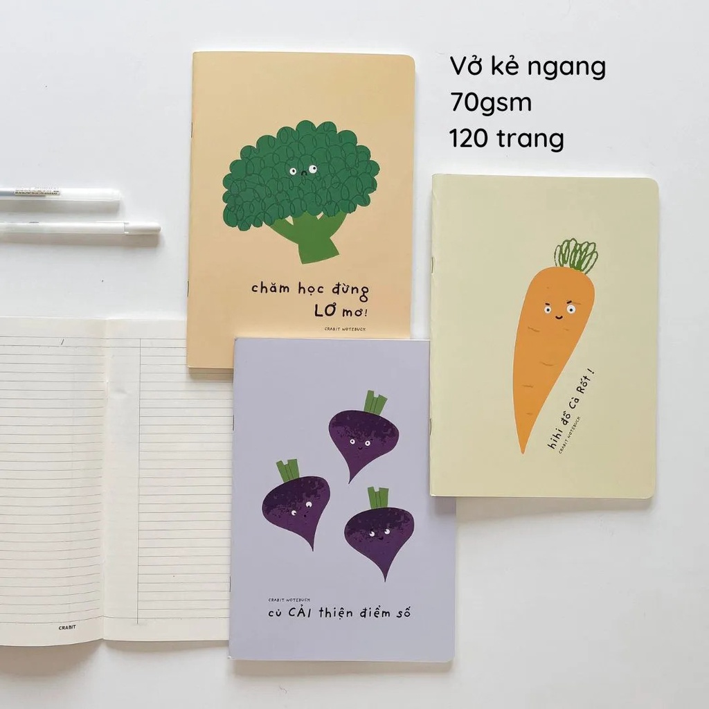 Combo Vở kẻ ngang CRABIT VITAMIN học giỏi 80 120 trang - Tập học sinh, sinh viên khổ B5 giá rẻ