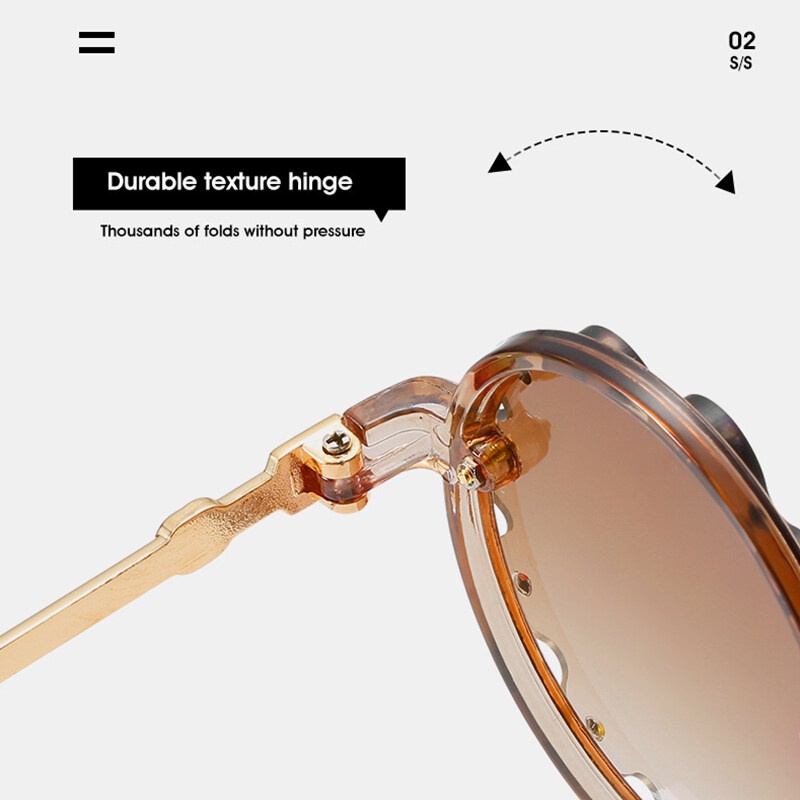 Kính Chống Tia UV400 PTQ Gọng Tròn Phối Ren Đính Đá Thời Trang Cho Bé