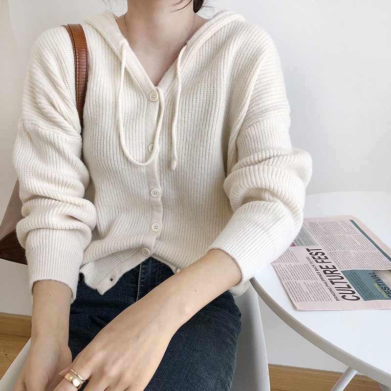 Áo khoác cardigan IELGY dệt kim dày dặn dáng rộng phong cách Hàn Quốc dễ phối đồ cho nữ