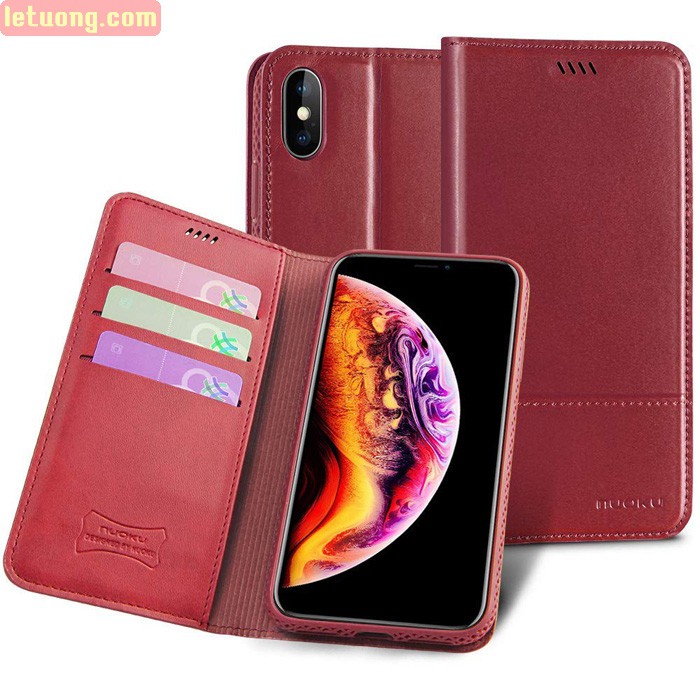 Bao da iPhone Xs Max Nuoku Gentle 2 da thật Hanmade