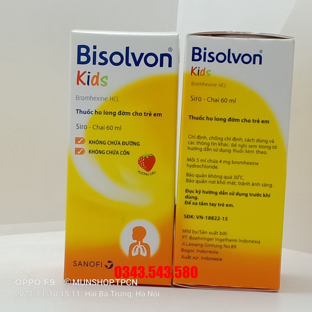 Siro BISOLVON KIDS hương dâu chai 60ml