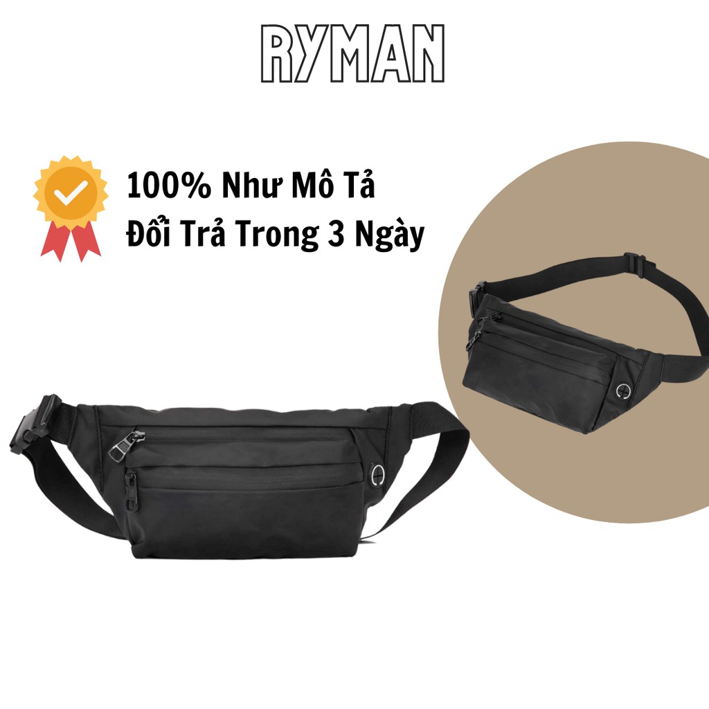 Túi Bao Tử Đeo Ngực Nhỏ Mini Trơn Màu Đen Giản Dị Dành Cho Nam Nữ Đi Chơi Đi Du Lịch Chất Liệu Nylon Chống Nước Bền Đẹp