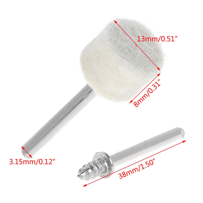 50 Đầu len đánh bóng 13mm kèm 4 trục gắn 3.15 mm