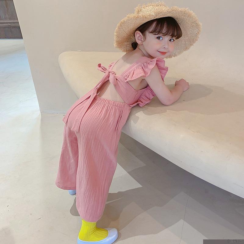 Áo liền quần không tay dáng rộng hở lưng phong cách Hàn Quốc phong cách cho nữ