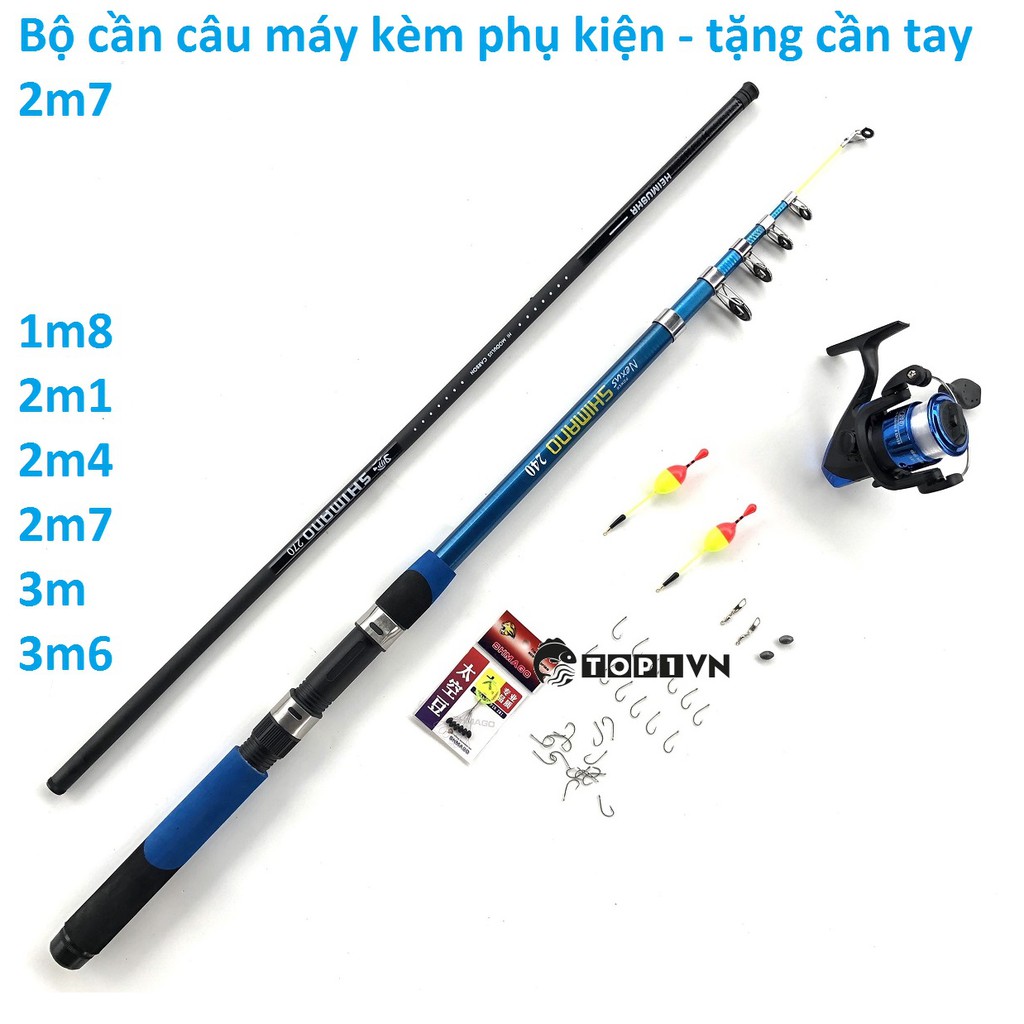 Bộ cần câu máy Shimano kèm phụ kiện , Tặng cần tay shimano 2m7 - Top1VN giá rẻ y hình