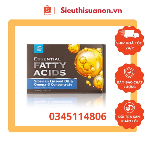 [ Hỗ trợ tim ] Thực phẩm bảo vệ sức khỏe Essential fatty acids Siberian linseed oil &amp; omega-3 concentrate – 30 viên/hộp