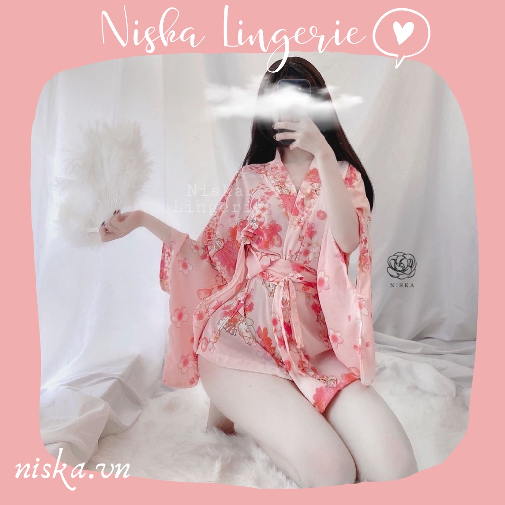 Bộ choàng yukata mèo và hoa anh đào - Mã D128