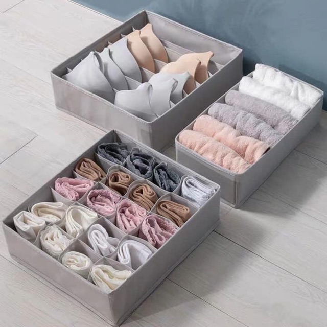 SÉT 3 TÚI ĐỰNG ĐỒ LÓT, TẤT 24 Ô ĐA NĂNG TIỆN LỢI