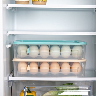 Stackable egg storage box with lid, kitchen refrigerator fresh-keeping box, household plastic egg rack holder, egg box